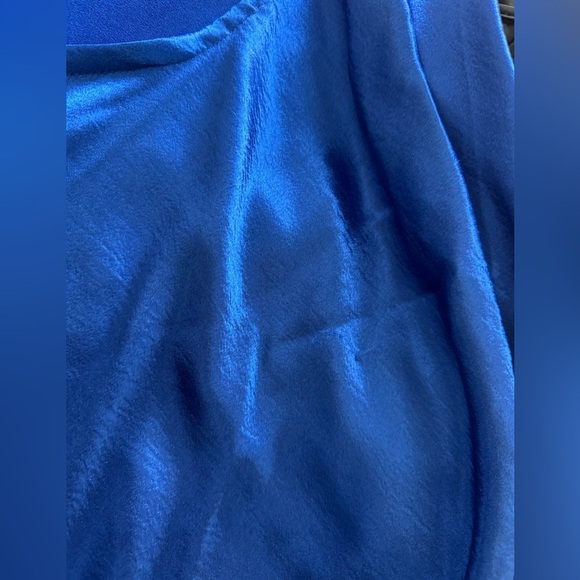 Blue Satin Maxi Dress with Cowl Neckline & Spaghetti Straps - Picture 12 of 13